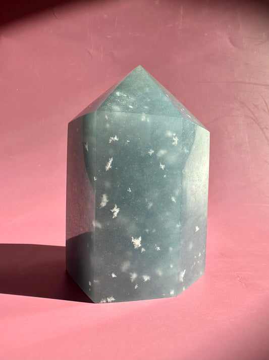 Large Peruvian Snowflake Angelite Tower - A