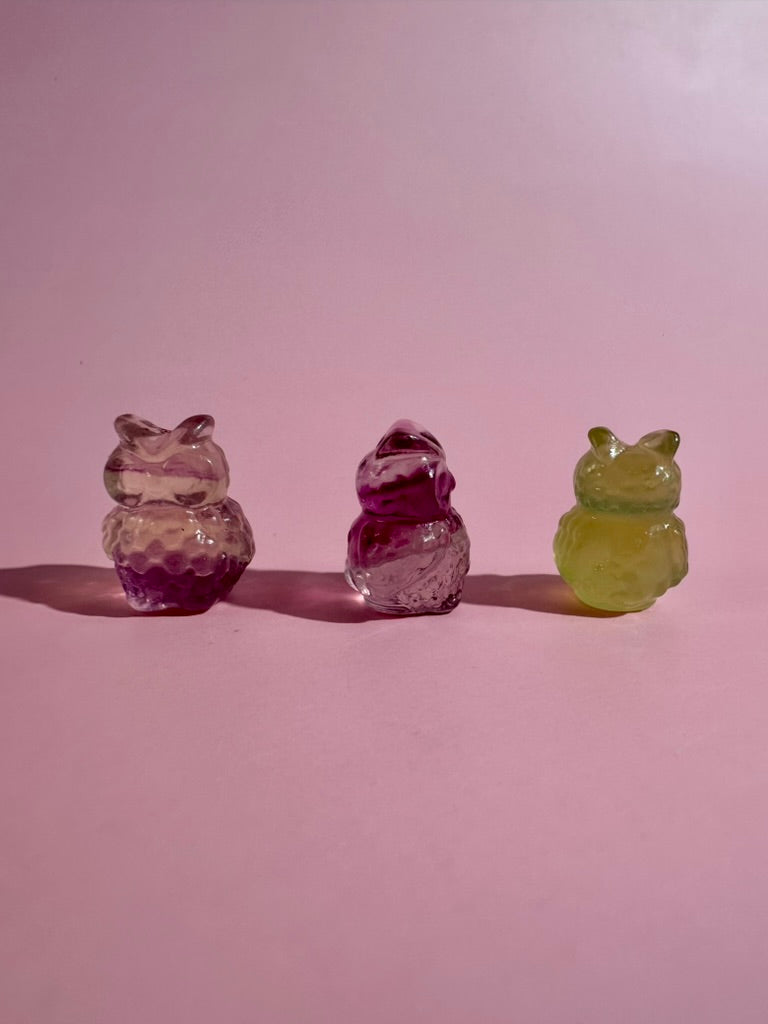 Mini Rainbow Fluorite Owl | Crystal Carving