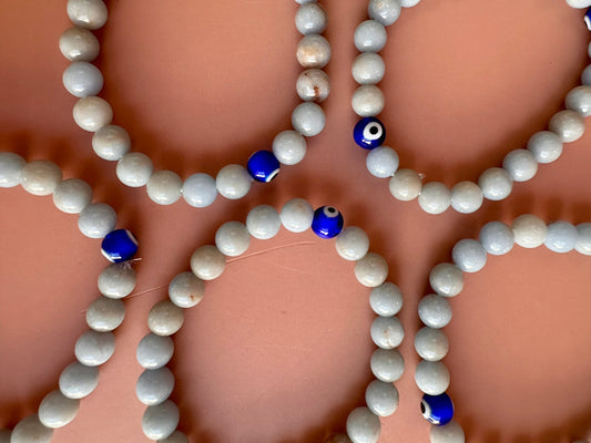 8mm Angelite with Evil Eye Beaded Bracelet