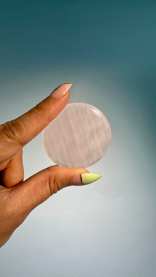 Pink Calcite Round Flat Palm (UV Reactive)