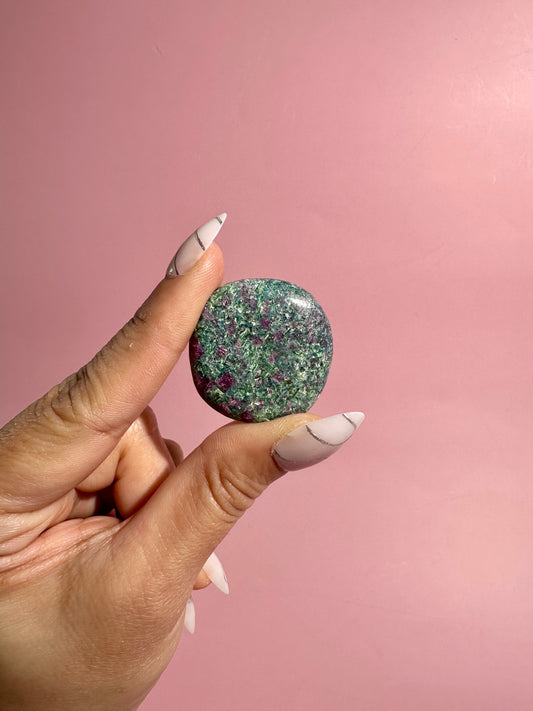 Ruby Fuchsite Mini Round Flat Palm