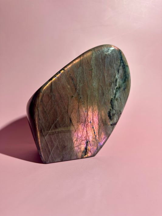 Extra Large Sunset Flash Labradorite Standing Freeform – Option A