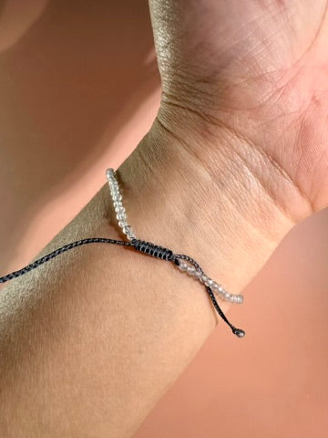 2mm Clear Quartz Adjustable Beaded Bracelet