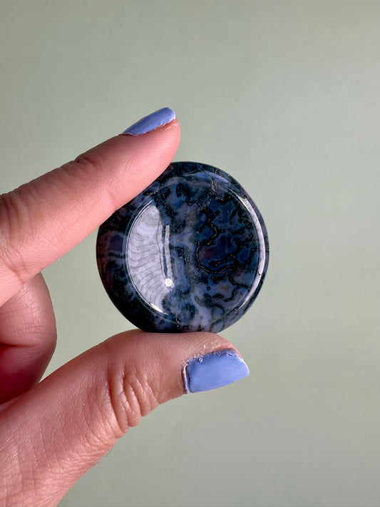 Moss Agate Worry Stone