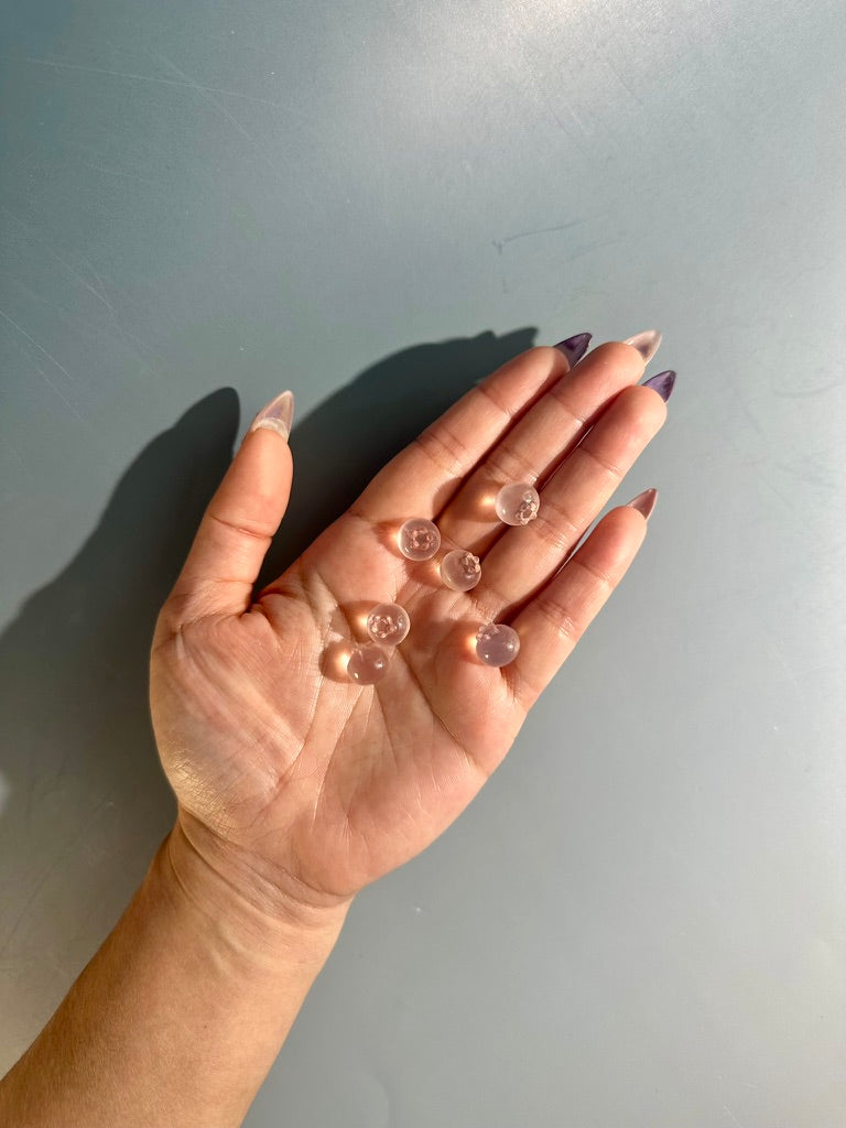 Mini Rose Quartz Blueberry | Cute Crystal Carving