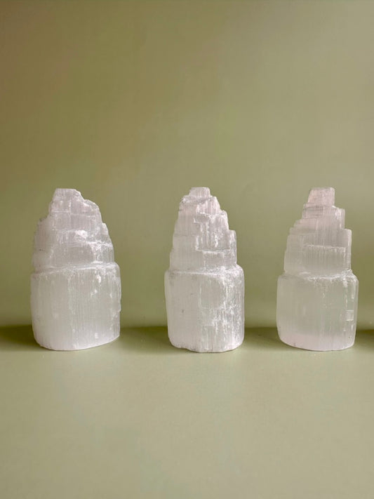 Mini Satin Spar (Selenite) Castle Tower