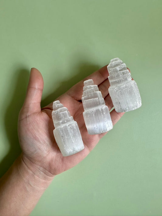 Mini Satin Spar (Selenite) Castle Tower