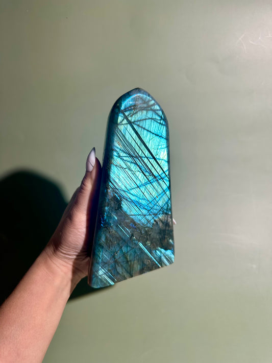 Extra Large Blue Flash Labradorite Standing Freeform – Option C