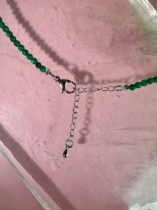 3mm Faceted Green Jade Necklace