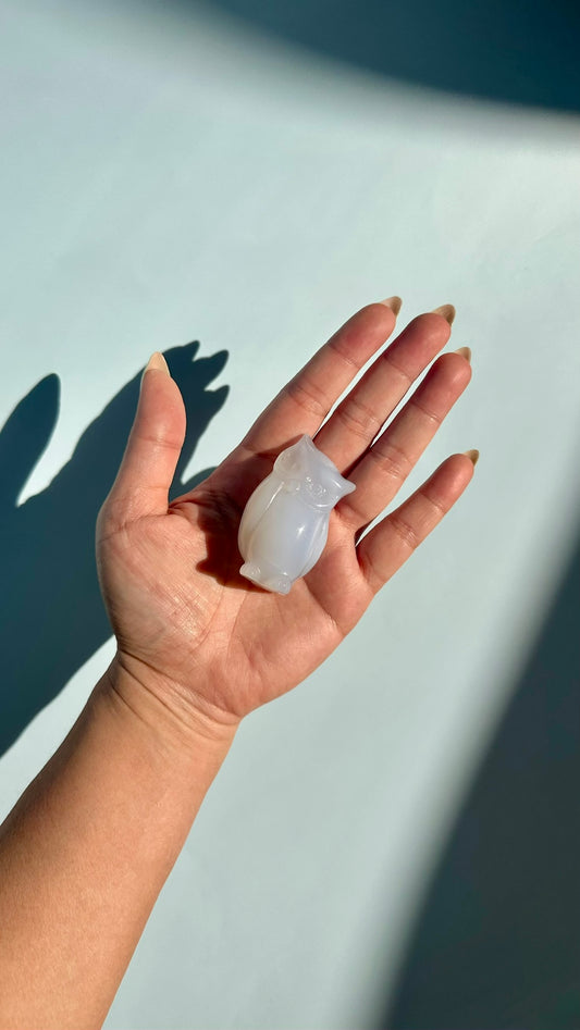 Blue Chalcedony Owl Carving (Large & Small) - You Pick!