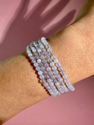 4mm Blue Chalcedony Beaded Bracelet