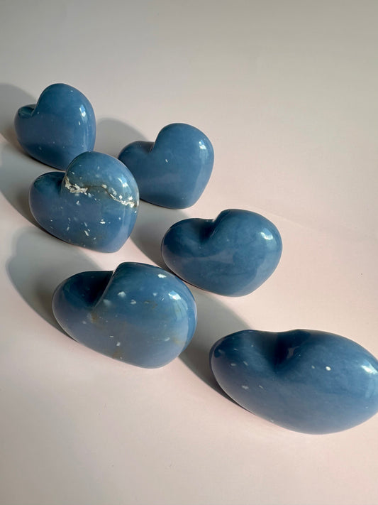 Angelite Standing Heart Carving