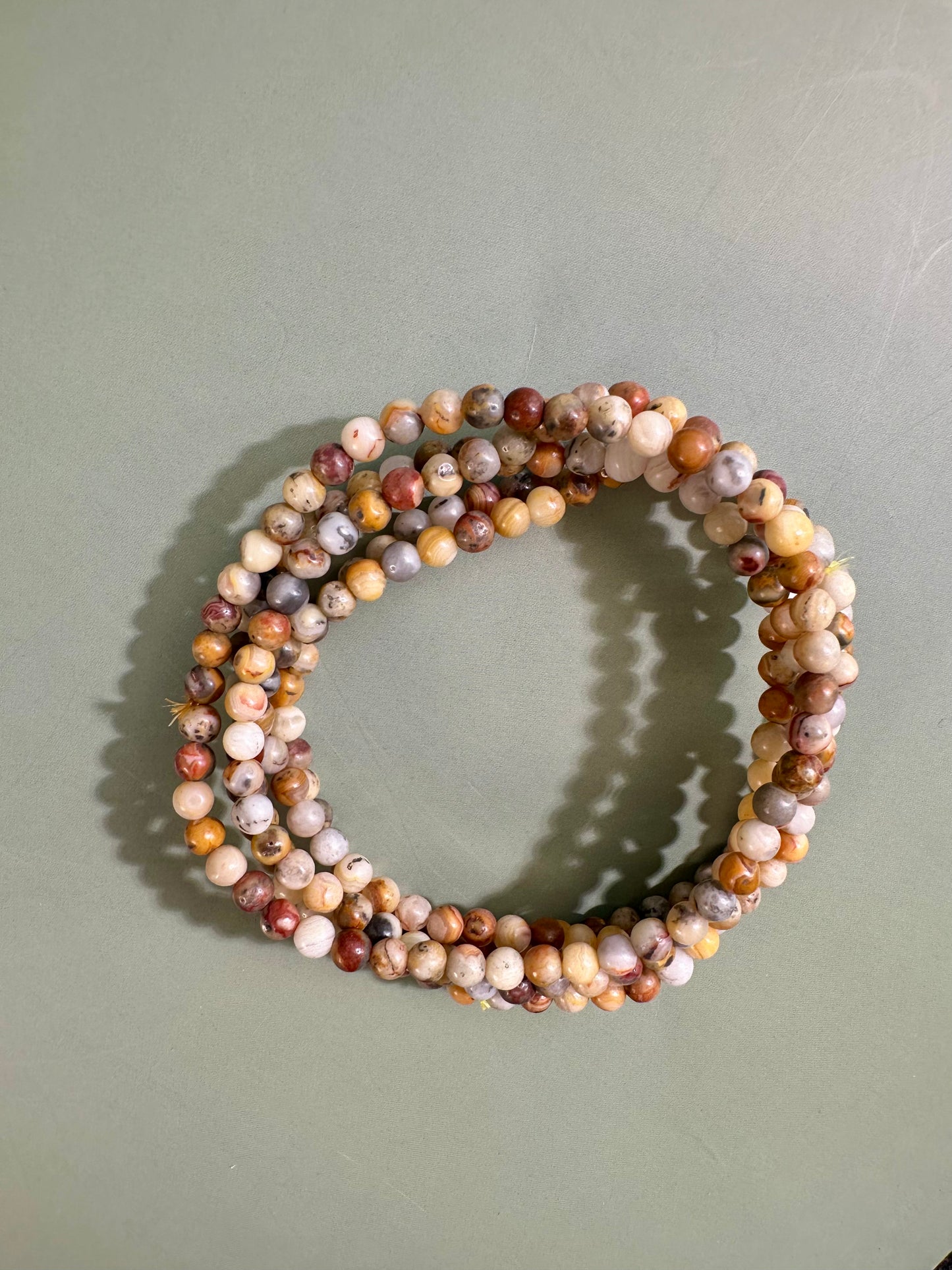 4mm Yellow Crazy Lace Agate Bracelet