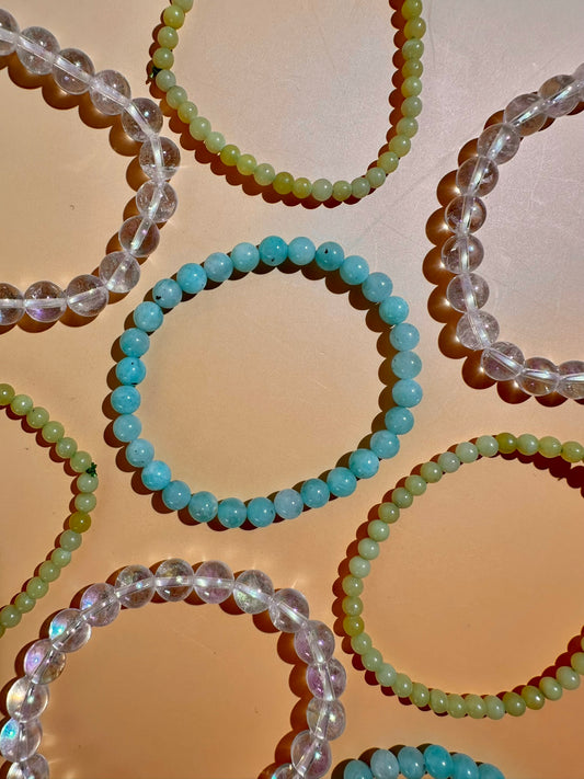 Bracelet Bundle Set: “Summer Skies" - Amazonite, Aura Clear Quartz & Lemon Quartz