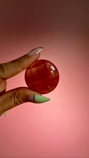 Rose Calcite Round Flat Palm