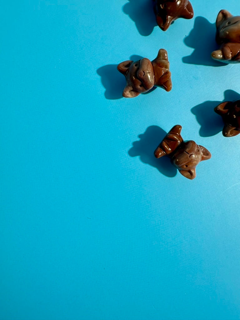 Mini Alashan Agate Sitting French Bulldog | Cute Crystal Dog Carving