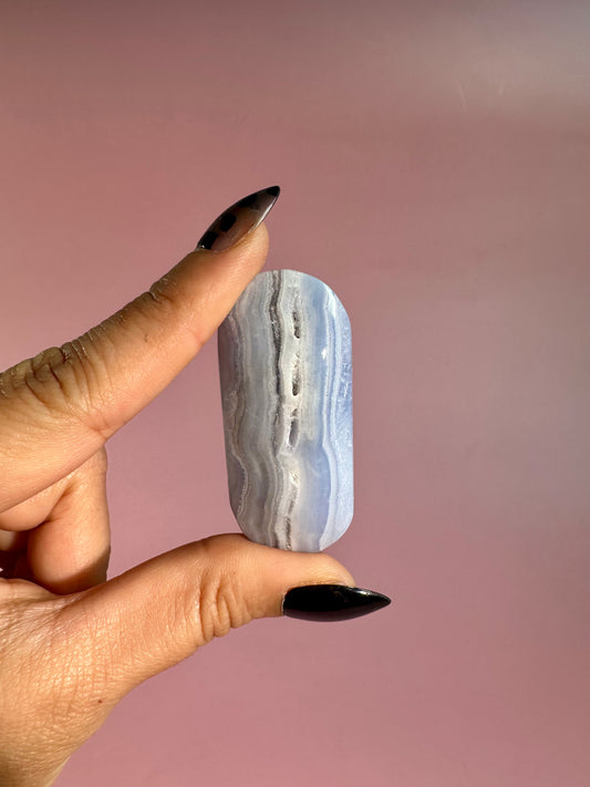Blue Lace Agate Palm Stone