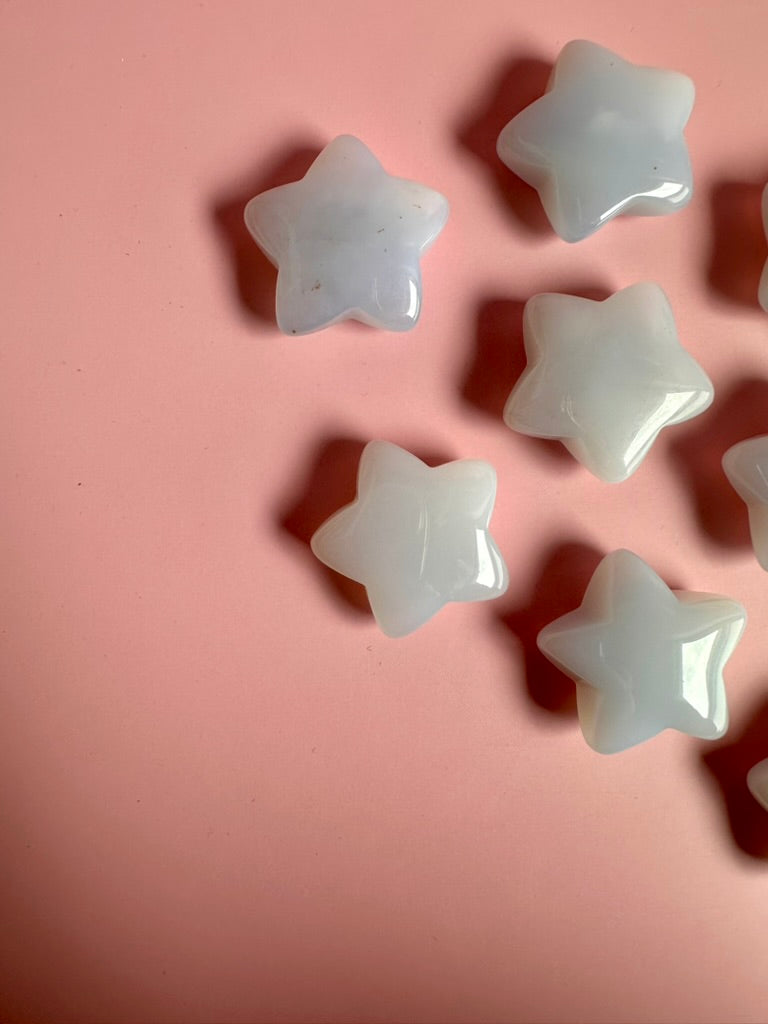 Blue Chalcedony Star Carving