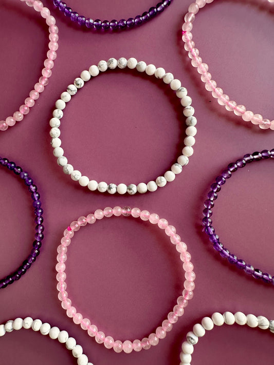 Bracelet Bundle Set: “The Kind Heart” - Rose Quartz, Howlite, Amethyst