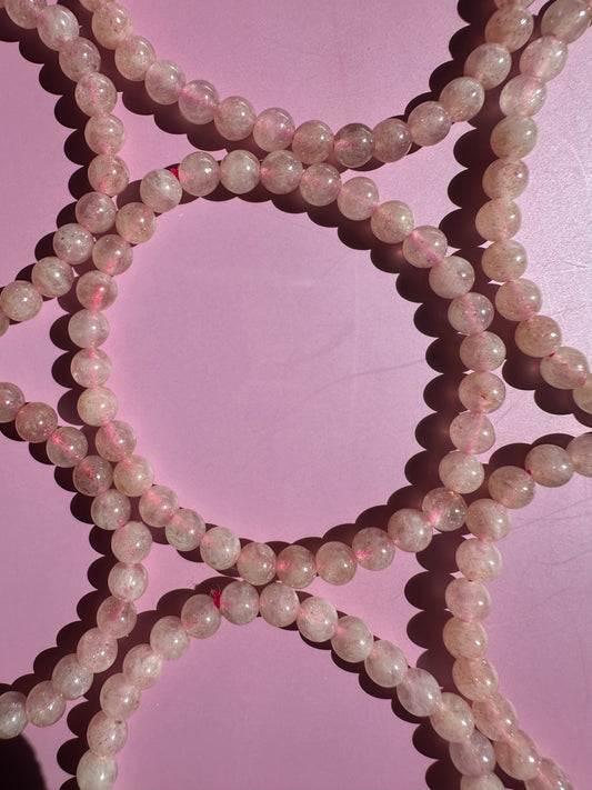 6mm Strawberry Quartz Beaded Bracelet