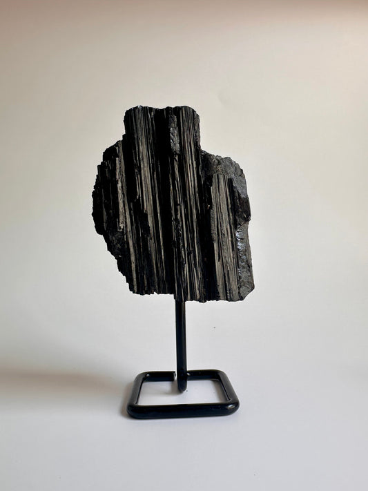 Raw Black Tourmaline on Pinned Stand – A