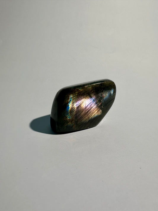 Small Rainbow Flash Labradorite Standing Freeform – Option G