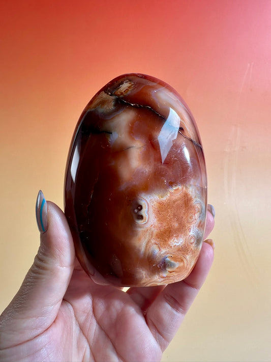 Carnelian Orca Agate Standing Freeform – Option F | Confidence, Creativity & Statement Crystal