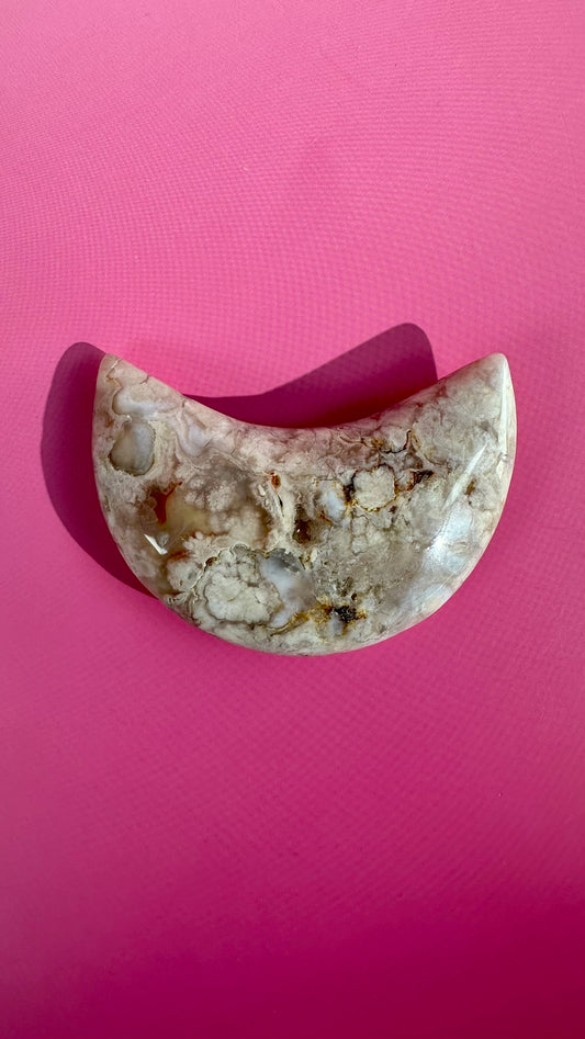 Flower Agate Crescent Moon – Option H