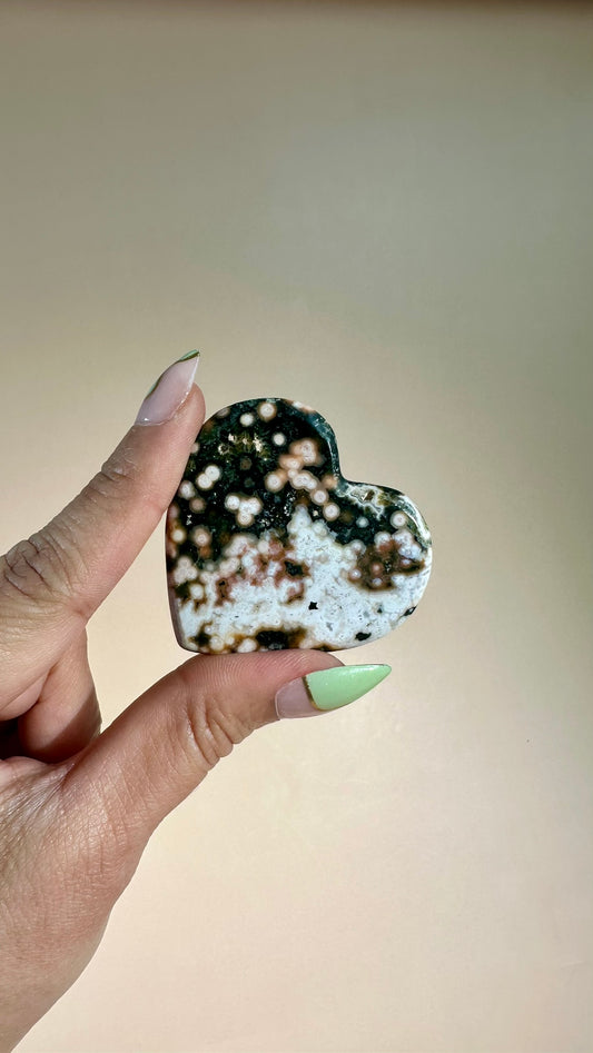 Ocean Jasper Heart Carving – Option N