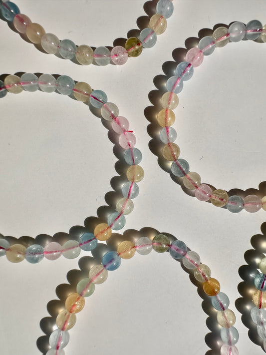 6mm Multi Beryl (Morganite) Beaded Bracelet
