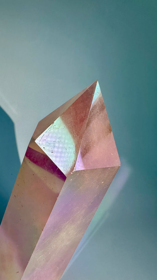 Aura Rose Quartz Tower – Option A (Small)
