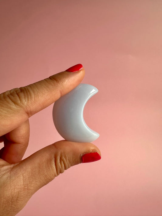 Blue Chalcedony Crescent Moon Carving