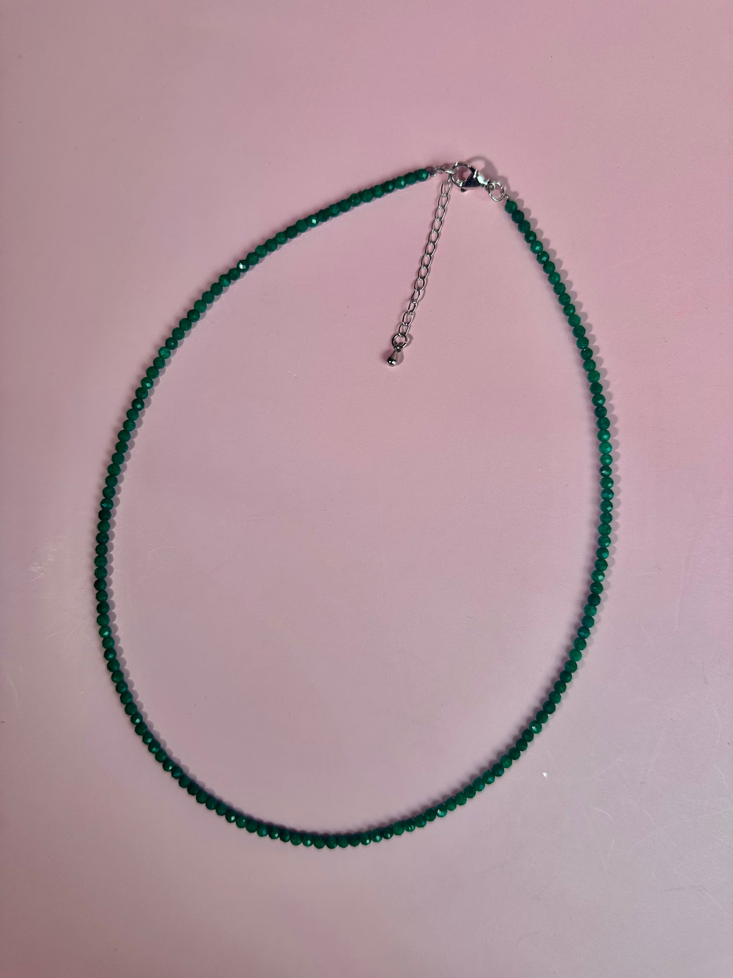 3mm Faceted Green Jade Necklace