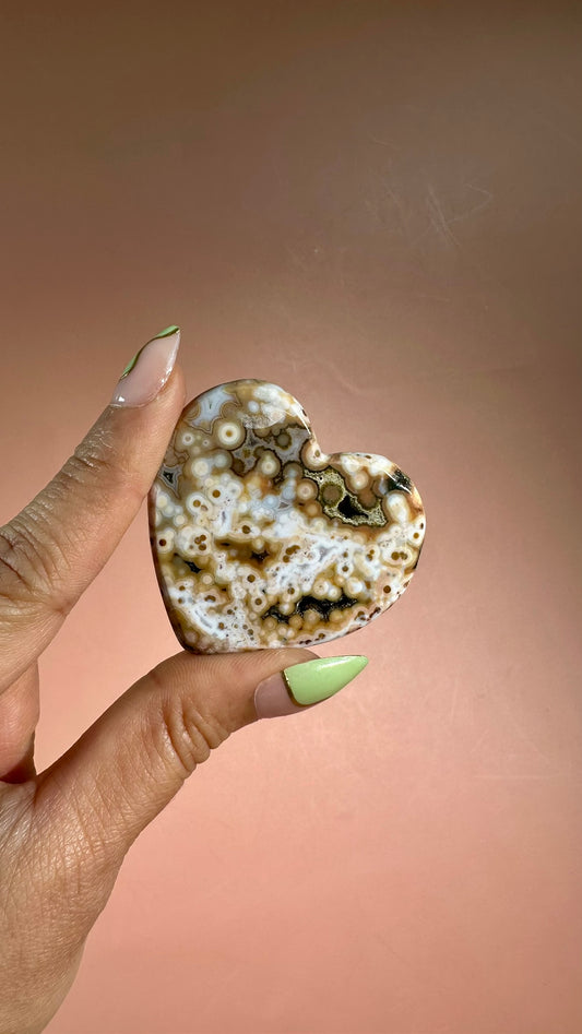 Ocean Jasper Heart Carving – Option L