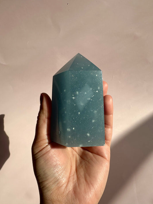 Large Peruvian Snowflake Angelite Tower - D