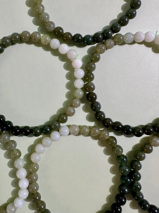 6mm Green Ombré Nephrite Jade Beaded Bracelet | Jade Jewelry