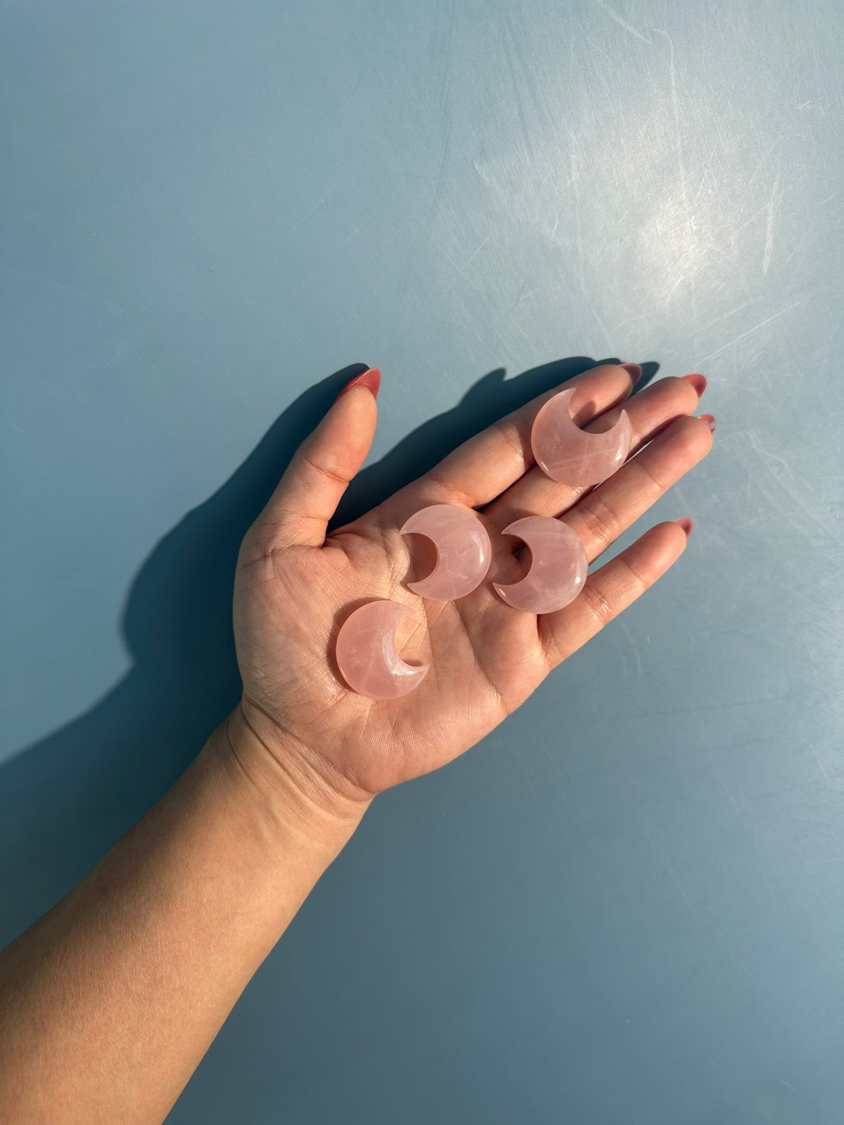 Small Rose Quartz Crescent Moon | Pink Crystal Carving