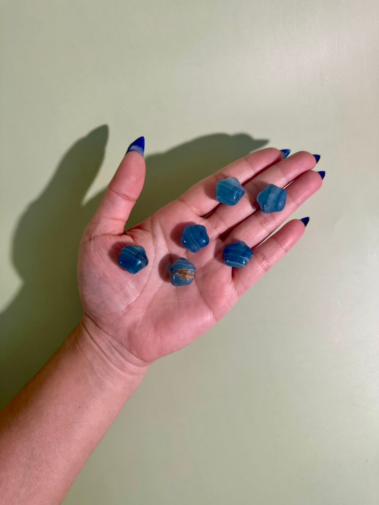 Mini Blue Onyx Puffy Star | Celestial Crystal Carving