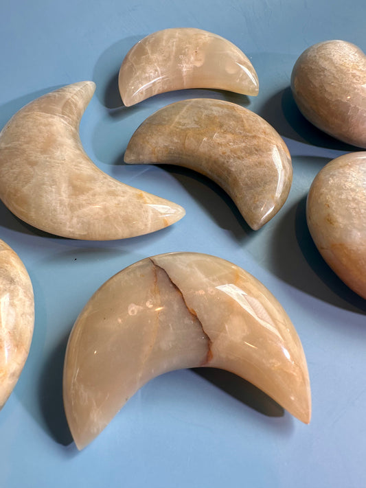 Large Moonstone Crescent Moon Carving