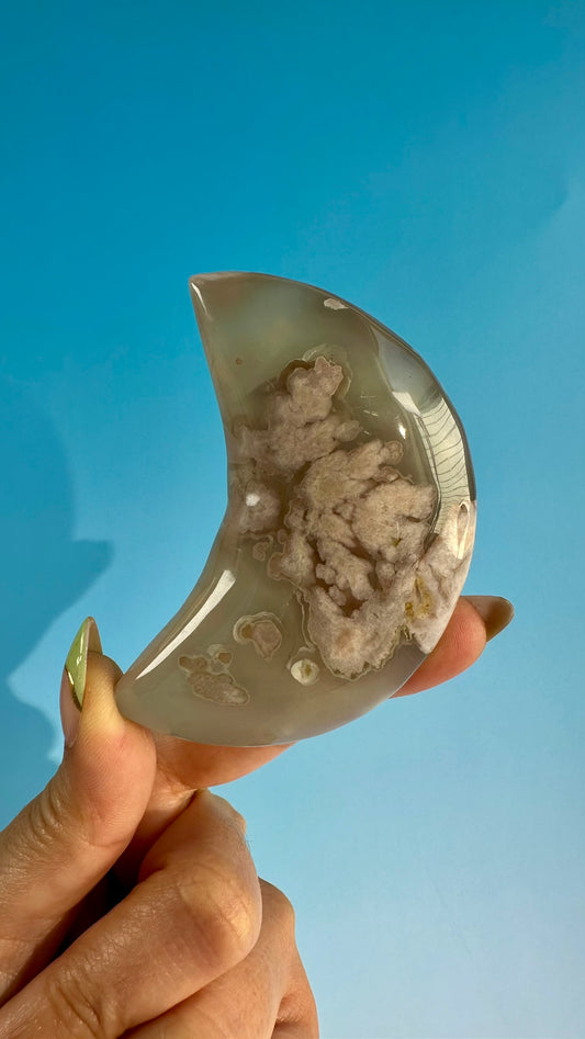 Flower Agate Crescent Moon – Option I