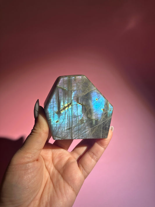 Medium Blue Flash Labradorite Standing Freeform – Option B