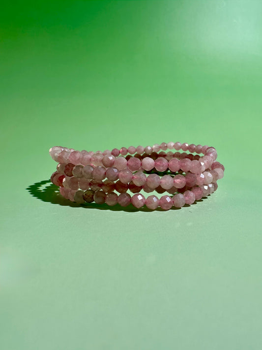 3mm Faceted Lavender Rose Quartz Bracelet | Love & Peace Energy
