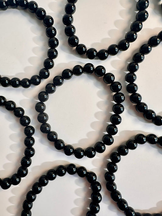 8mm Black Tourmaline Beaded Bracelet