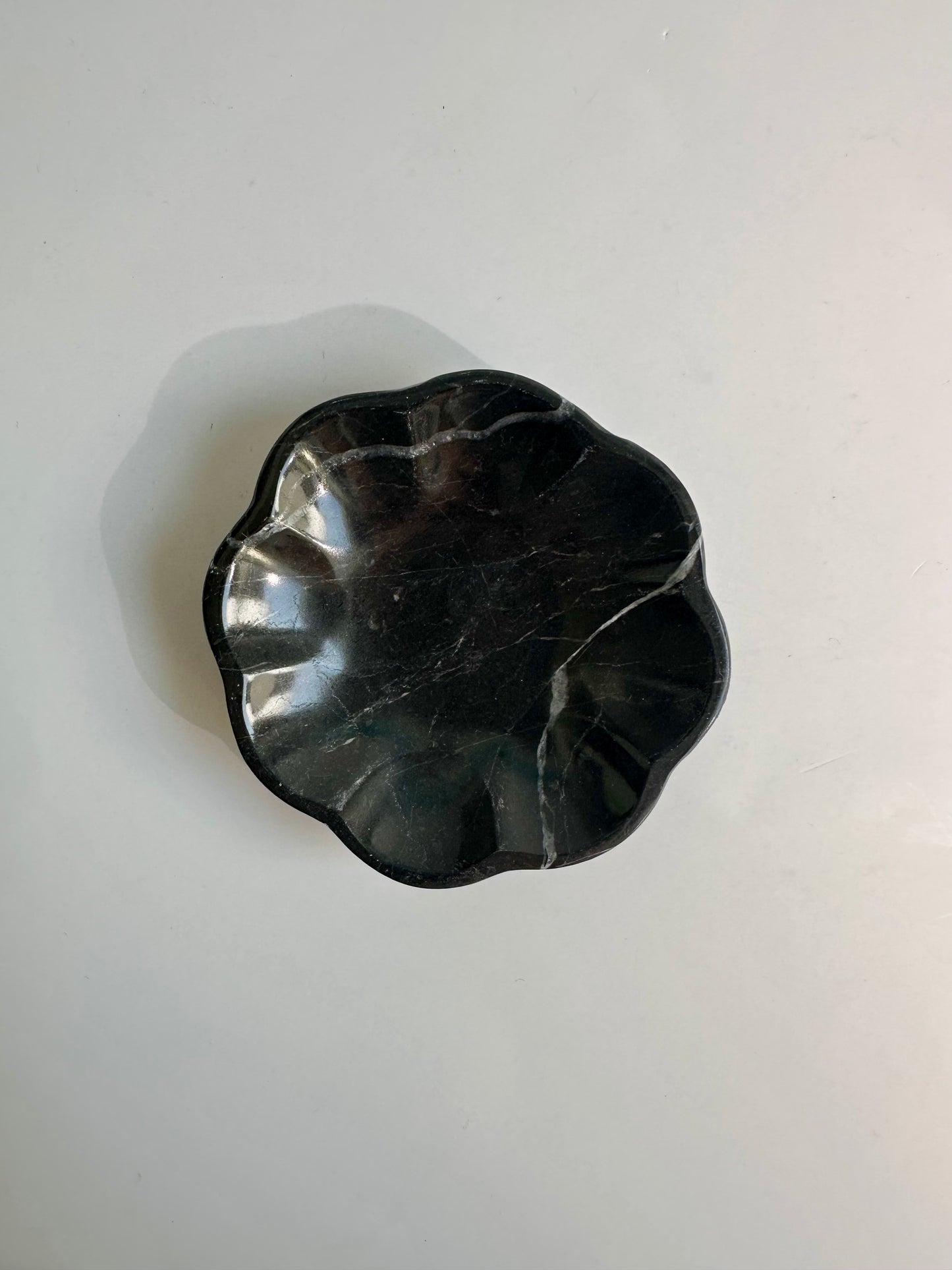 Small Black Marble Scalloped Dish