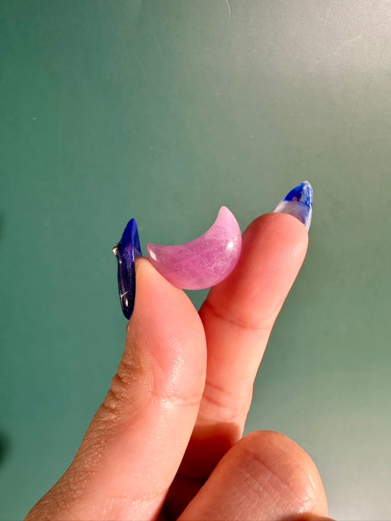 Mini Kunzite Crescent Moon | Pink Crystal Carving