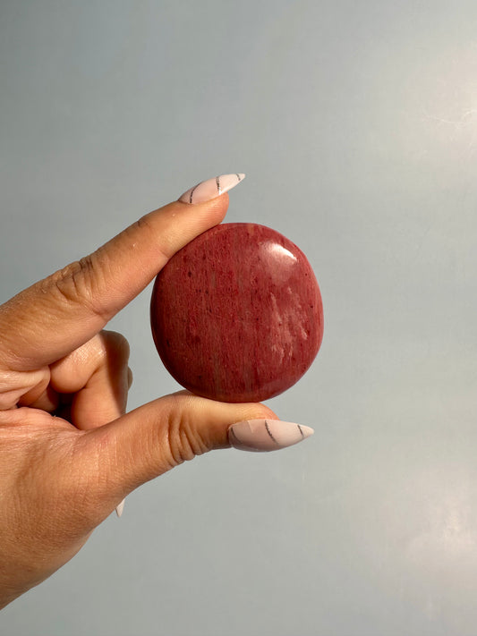 Pink Petrified Wood Round Flat Palm