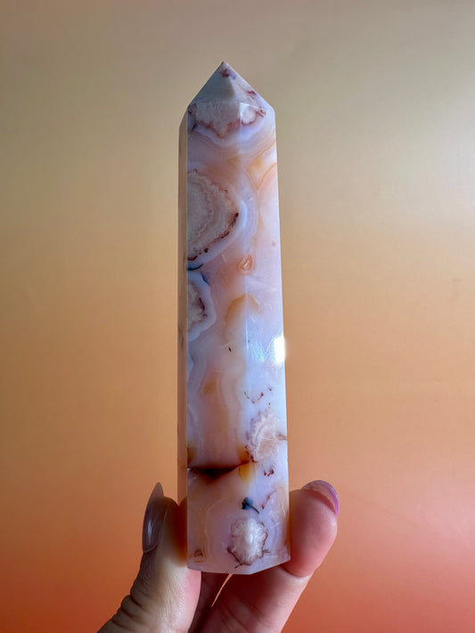 Carnelian Flower Agate Tower Option J | Confidence, Growth & Motivation Crystal
