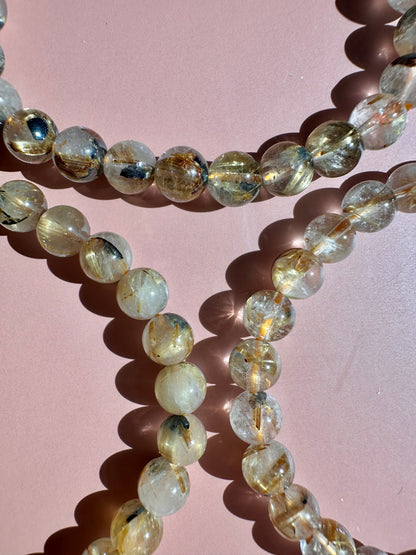 6mm Golden Rutile Quartz Beaded Bracelet