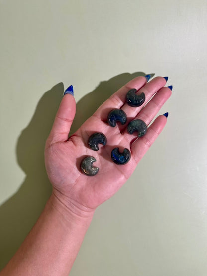 Small Labradorite Crescent Moon | Flashy Crystal Carving