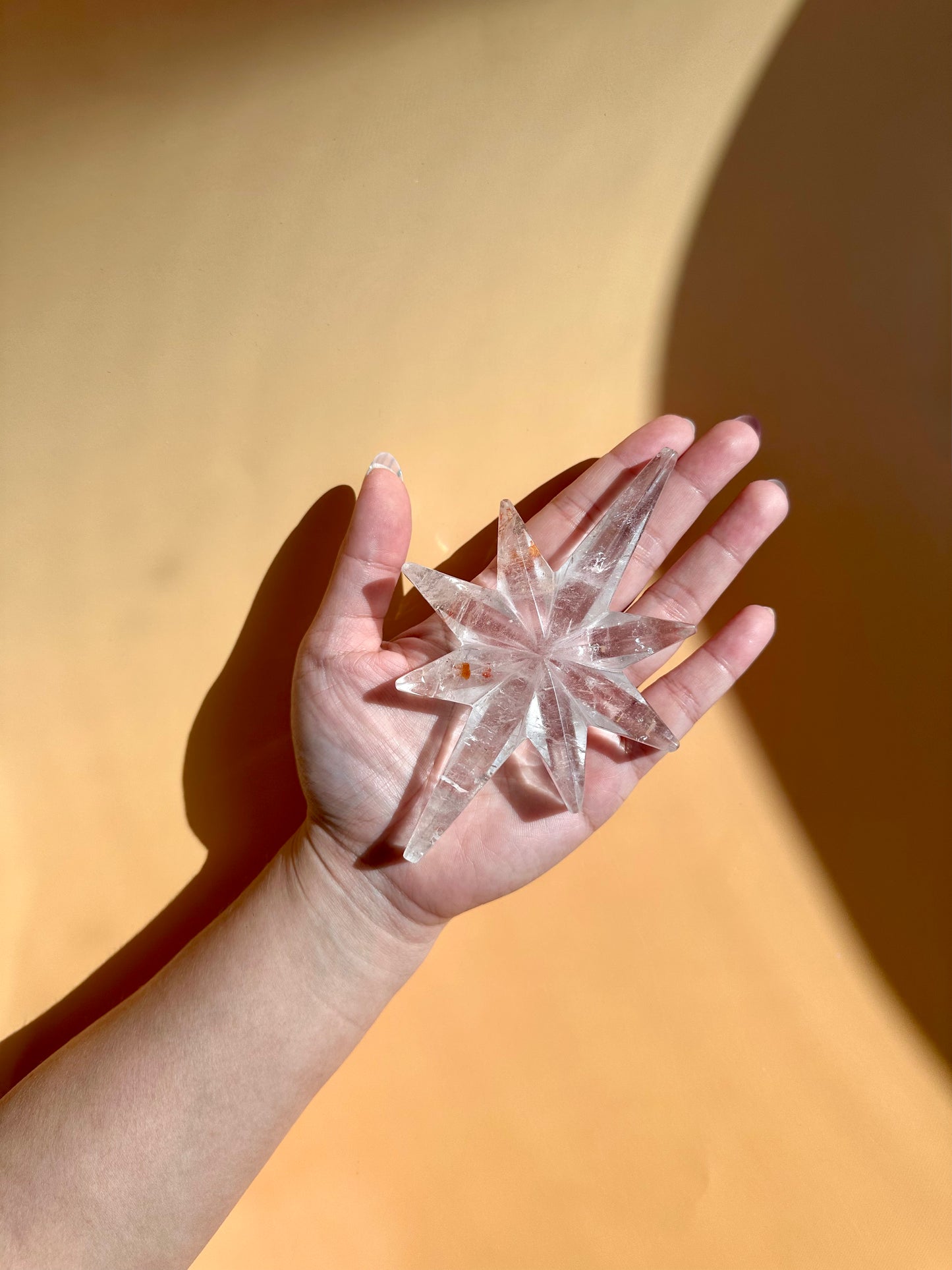 Clear Quartz Polaris Star on Gold Stand – Option A | Clarity, Guidance & Manifestation Crystal